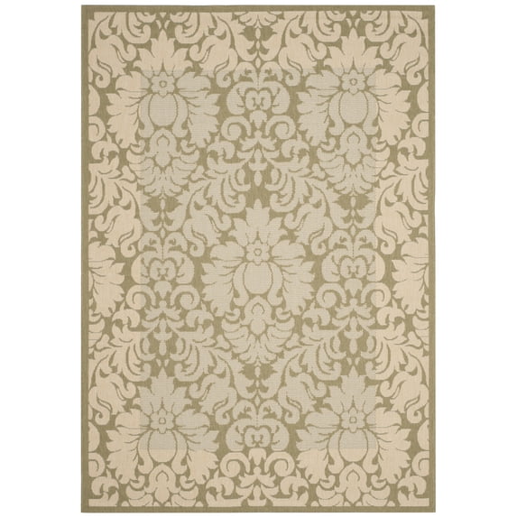 Safavieh Courtyard Dani Bordered Indoor/Outdoor Area Rug, Olive/Natural, 5'3" x 7'7"