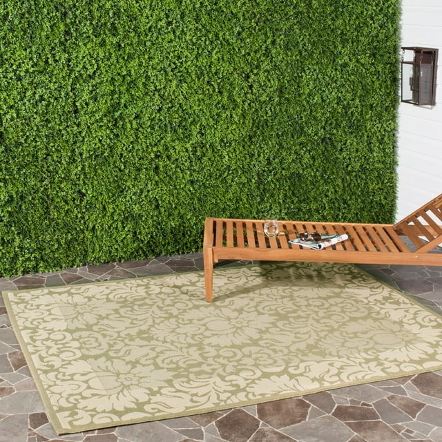 SAFAVIEH Courtyard Dani Damask Bordered Indoor/Outdoor Area Rug, 6'7