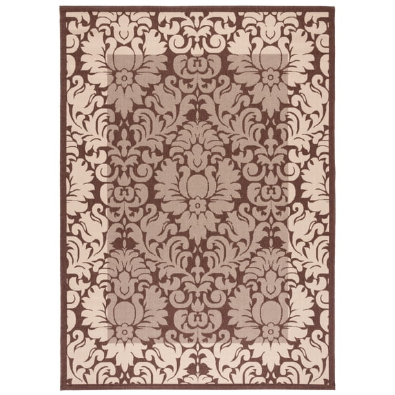 Safavieh Courtyard Dani Bordered Indoor/Outdoor Area Rug, Chocolate/Natural, 9' x 12'