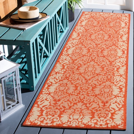 Safavieh Courtyard Dani Bordered Indoor/Outdoor Runner Rug, Terracotta/Natural, 2'3" x 10'