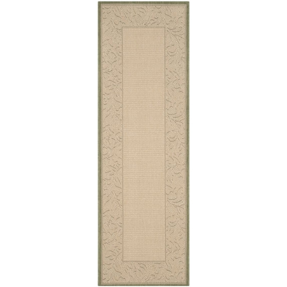 Safavieh Courtyard Dani Bordered Indoor/Outdoor Runner Rug, Olive/Natural, 2'3" x 6'7"