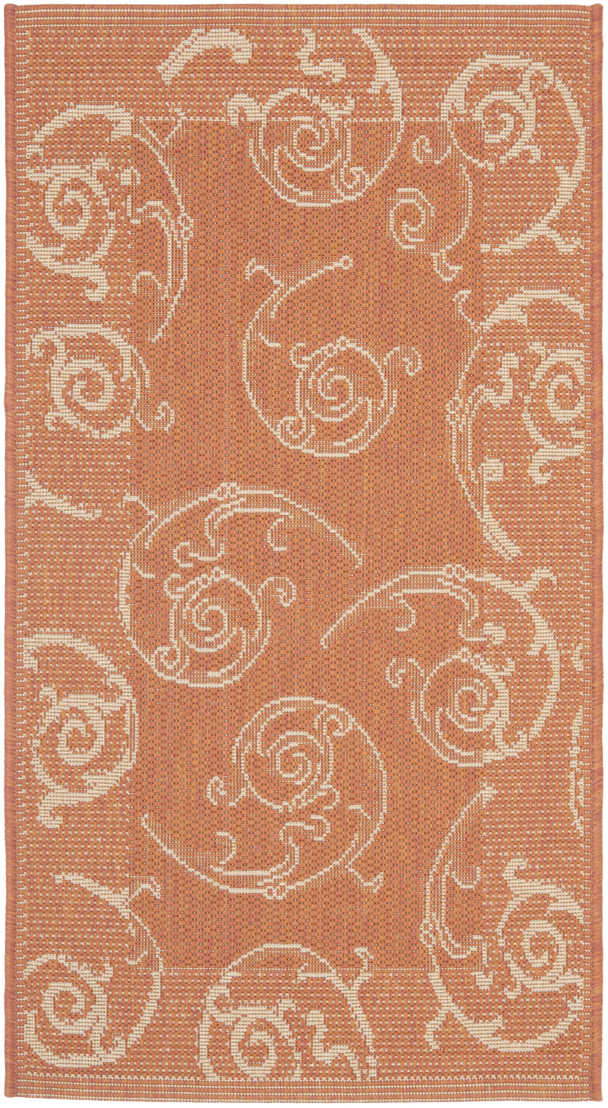 Terracotta & Natural Reversible Synthetic Area Rug, 2' x 3'7"