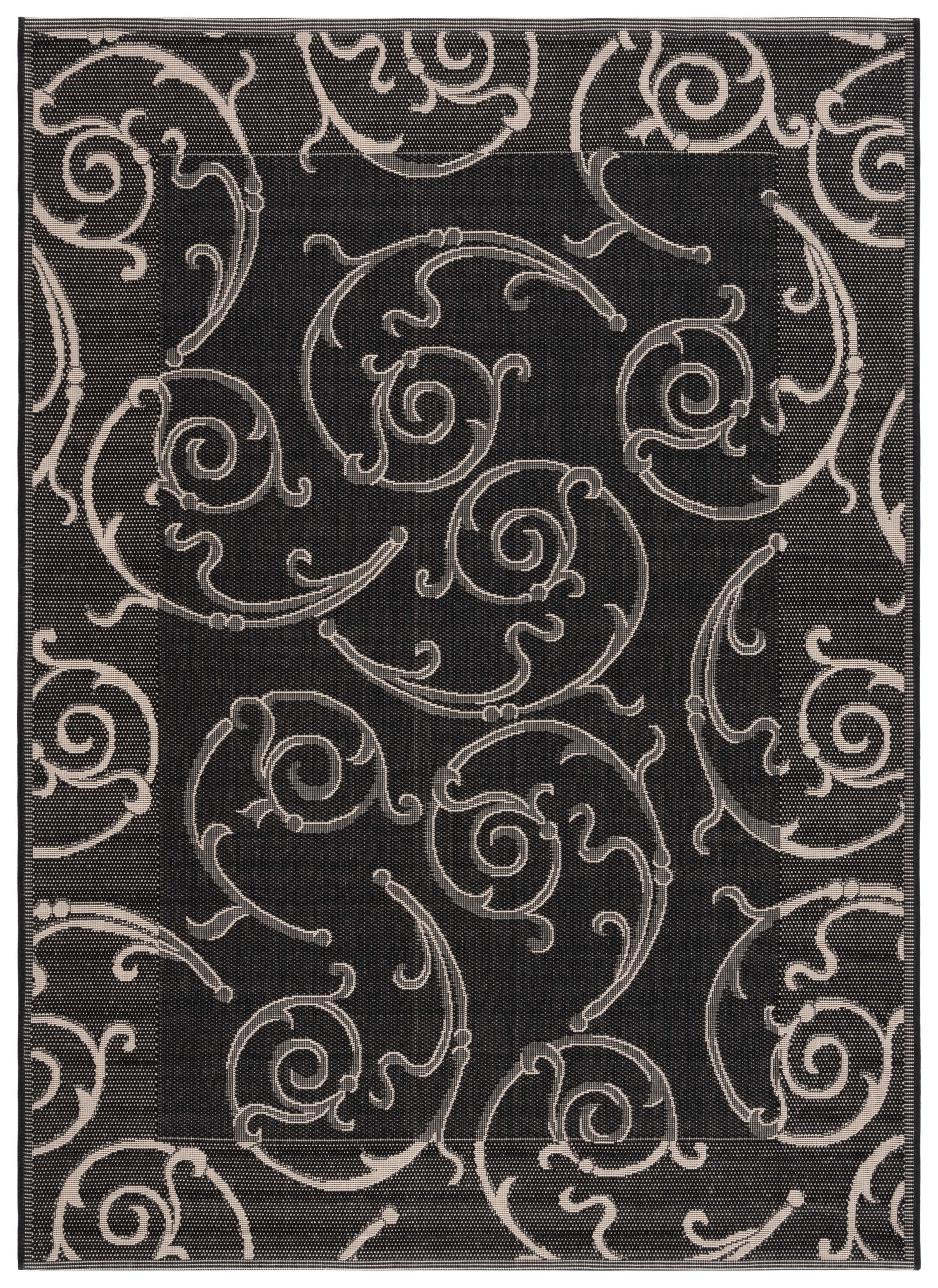 Safavieh Courtyard Daniel Oriental Indoor/Outdoor Area Rug, Black/Sand, 4' x 5'7"