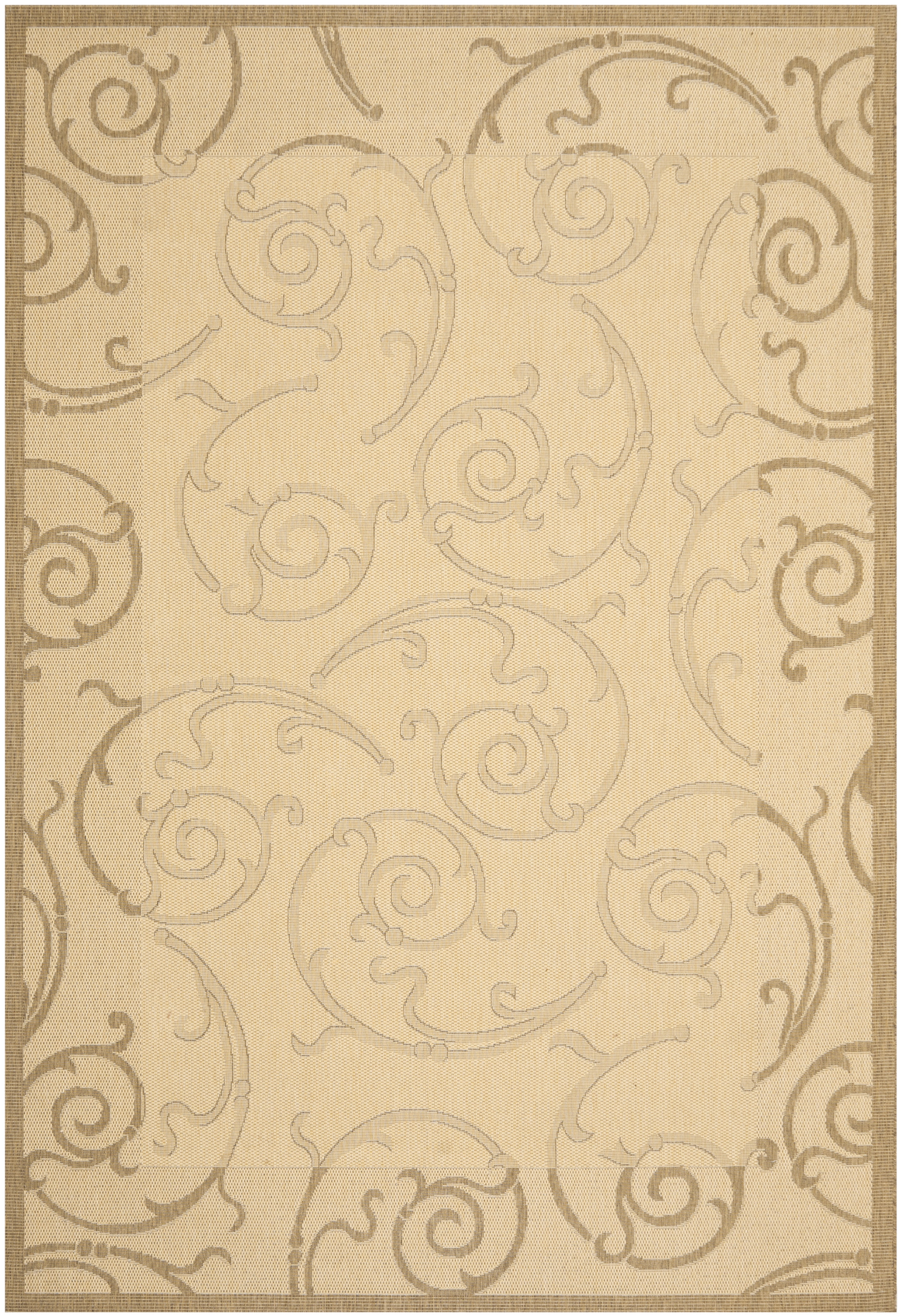 Natural Brown Rectangular Synthetic Indoor/Outdoor Rug