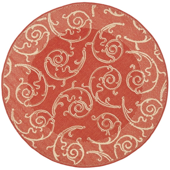 Safavieh Courtyard Daniel Oriental Indoor/Outdoor Area Rug, Red/Natural, 5'3" x 5'3" Round