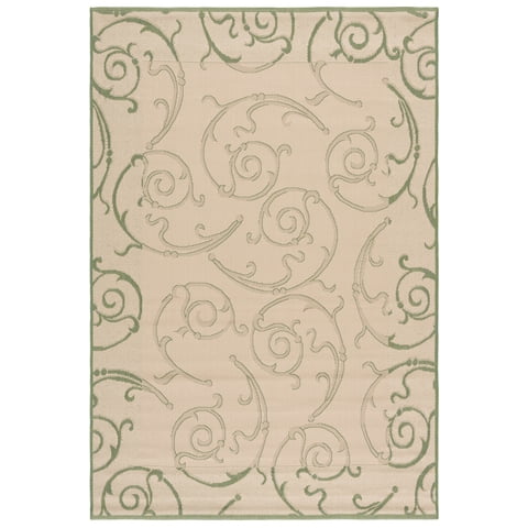 Safavieh Courtyard Daniel Oriental Indoor/Outdoor Area Rug, Natural/Olive, 5'3" x 7'7"