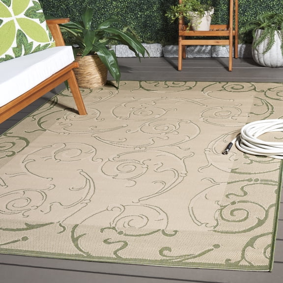 Safavieh Courtyard Daniel Oriental Indoor/Outdoor Area Rug, Natural/Olive, 5'3" x 7'7"