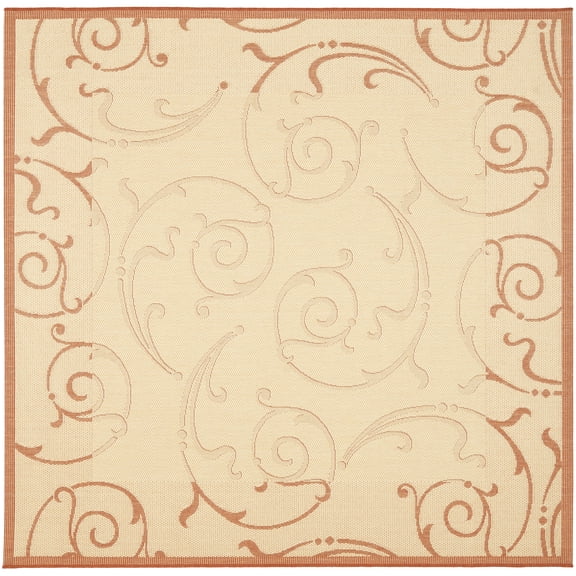 Safavieh Courtyard Daniel Oriental Indoor/Outdoor Area Rug, Natural/Terracotta, 6'7" x 6'7" Square
