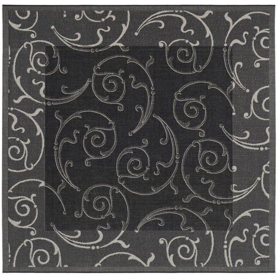 Safavieh Courtyard Daniel Oriental Indoor/Outdoor Area Rug, Black/Sand, 7'10" x 7'10" Square