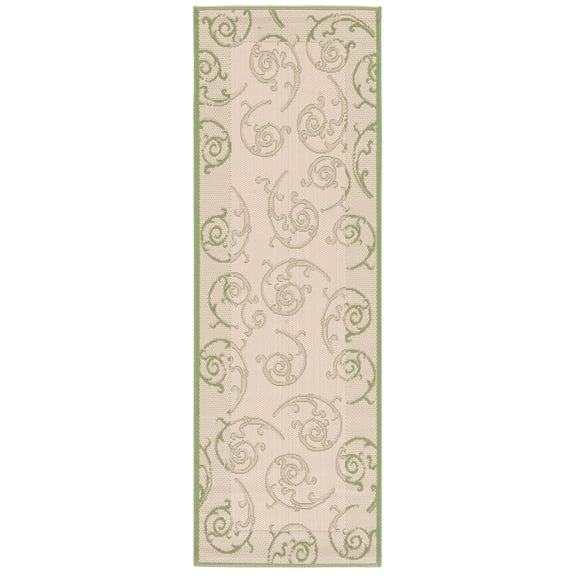 Safavieh Courtyard Daniel Oriental Indoor/Outdoor Runner Rug, Natural/Olive, 2'3" x 10'