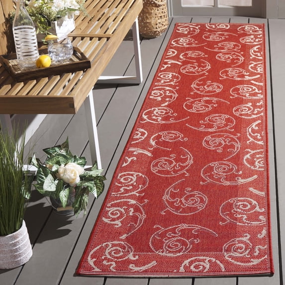 Safavieh Courtyard Daniel Oriental Indoor/Outdoor Runner Rug, Red/Natural, 2'3" x 10'