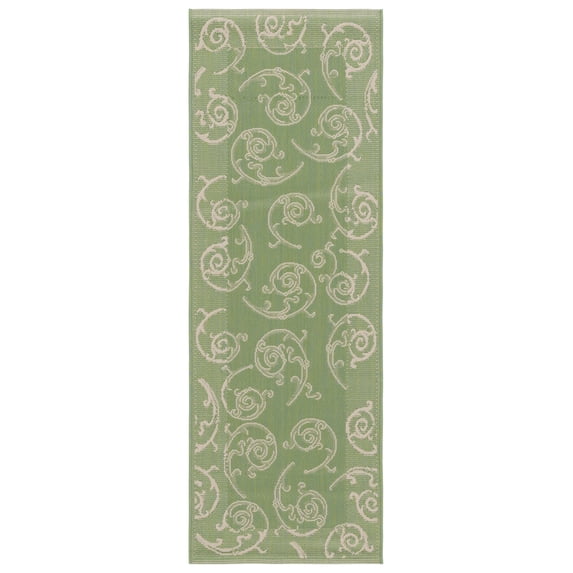 Safavieh Courtyard Daniel Oriental Indoor/Outdoor Runner Rug, Olive/Natural, 2'3" x 12'