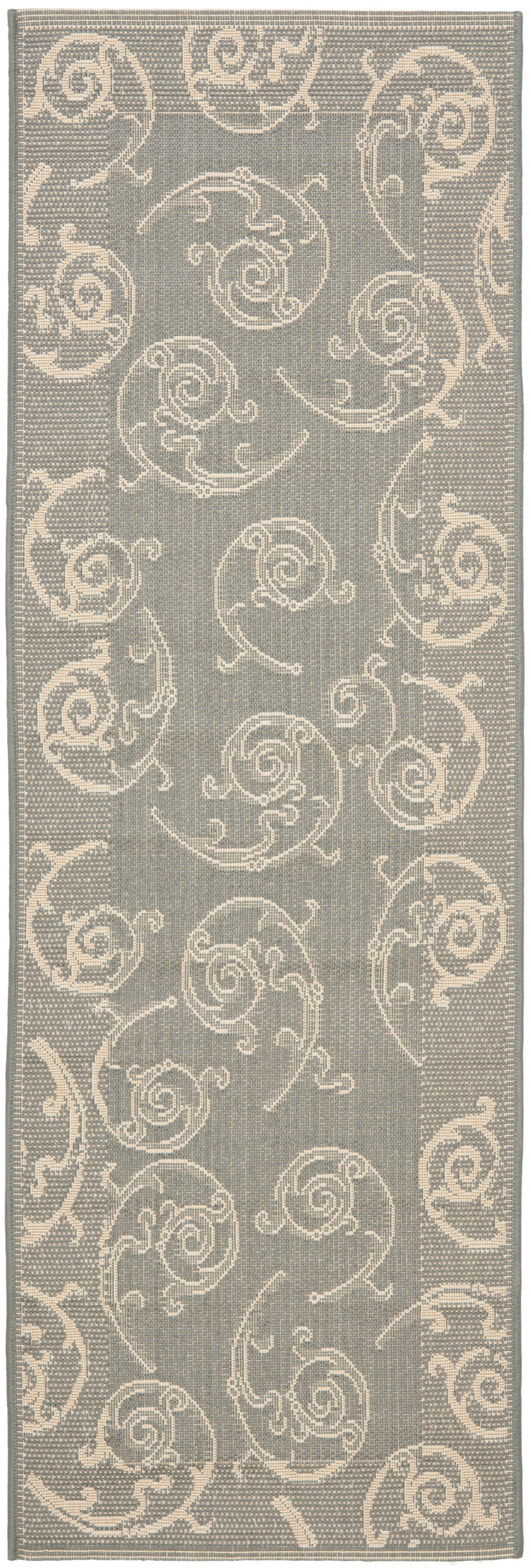 Gray Synthetic Flat-Woven 27" Reversible Indoor/Outdoor Rug