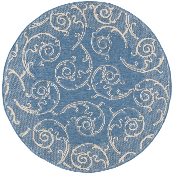 Safavieh Courtyard Daniel Oriental Indoor/Outdoor Area Rug, Blue/Natural, 5'3" x 5'3" Round
