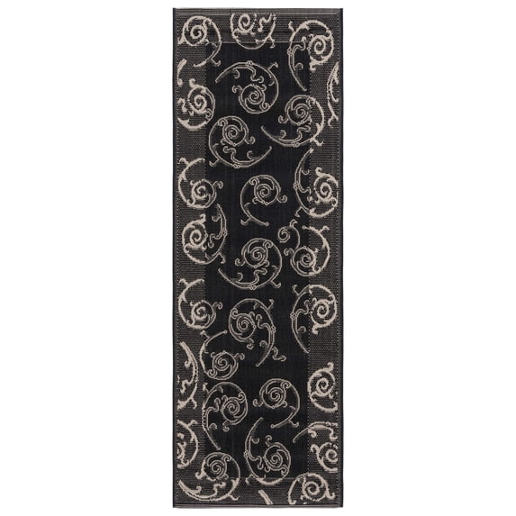 Safavieh Courtyard Daniel Oriental Indoor/Outdoor Runner Rug, Black/Sand, 2'3" x 6'7"