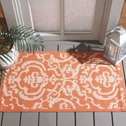 Safavieh Courtyard Dara Damask Indoor/Outdoor Area Rug, Terracotta/Natural, 2' x 3'7"