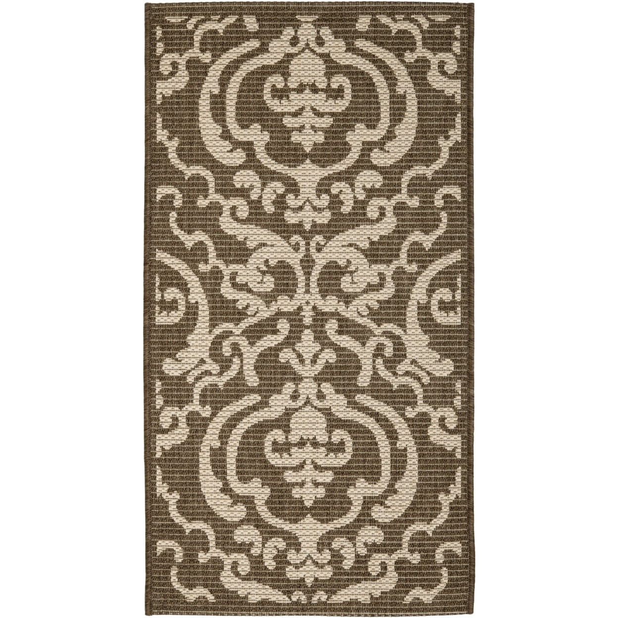 SAFAVIEH Courtyard Dara Damask Indoor/Outdoor Area Rug, Chocolate ...