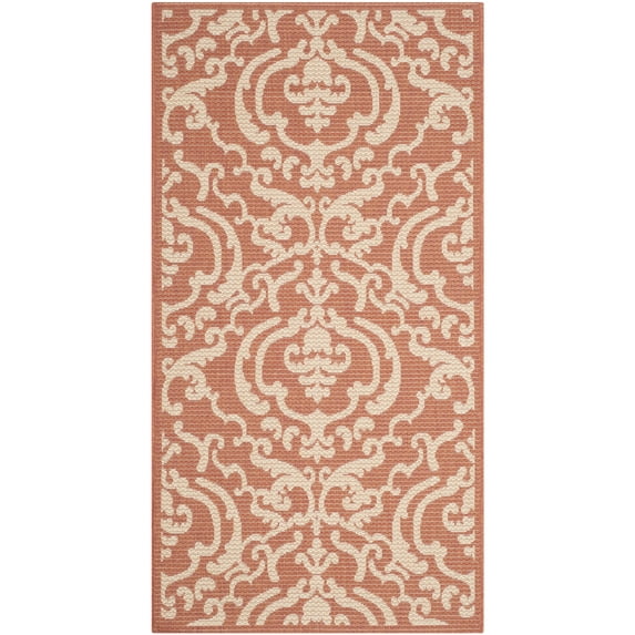 Safavieh Courtyard Dara Damask Indoor/Outdoor Area Rug, Terracotta/Natural, 2'7" x 5'