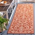 thumbnail image 1 of Safavieh Courtyard Dara Damask Indoor/Outdoor Runner Rug, Terracotta/Natural, 2'3" x 10', 1 of 9