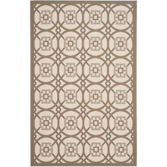 Safavieh Courtyard Darien Geometric Indoor/Outdoor Area Rug, Beige/Dark Beige, 5'3" x 7'7"