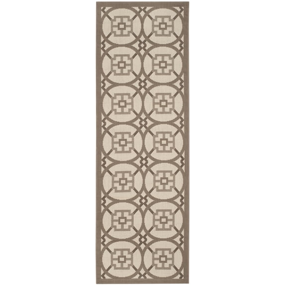 Safavieh Courtyard Darien Geometric Indoor/Outdoor Runner Rug, Beige/Dark Beige, 2'3" x 6'7"