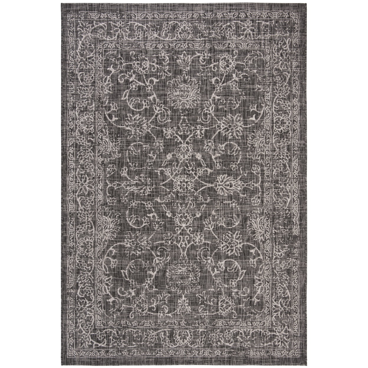 Safavieh Courtyard Black and Ivory Synthetic Indoor/Outdoor Area Rug