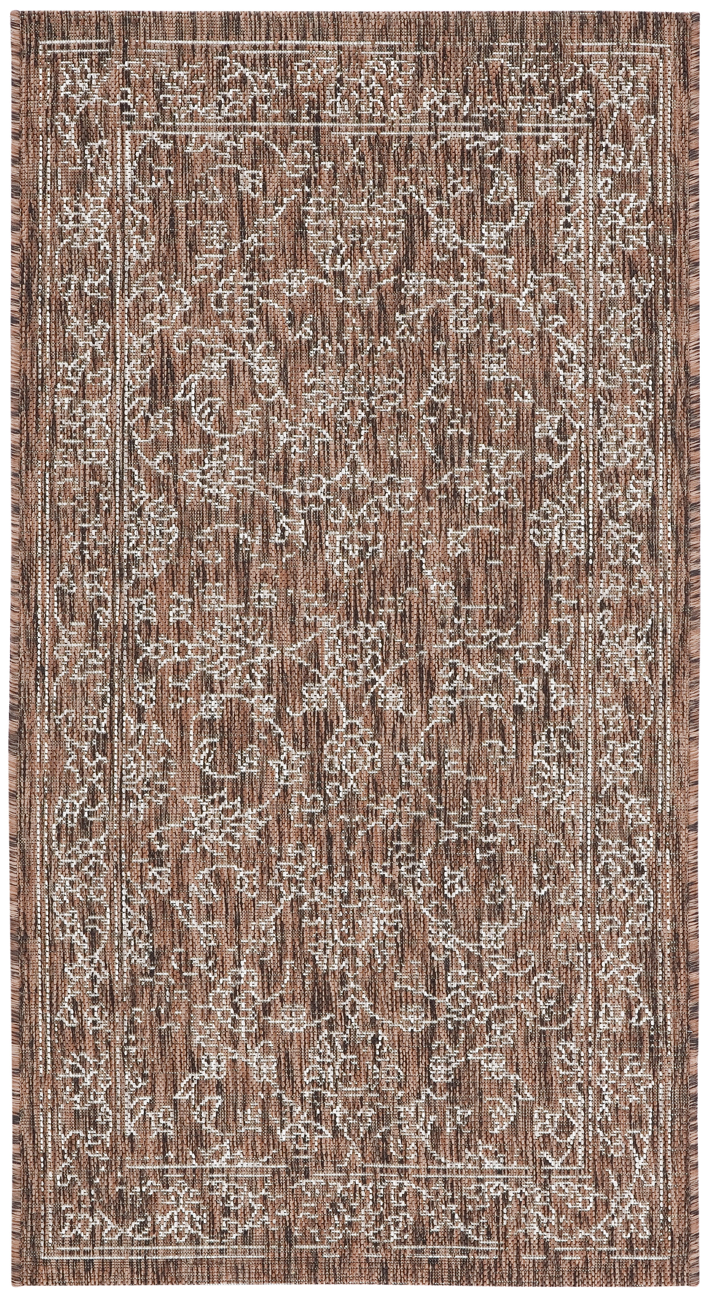 Reversible Brown Synthetic Indoor/Outdoor Rug, 31" x 4"