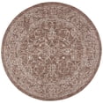 thumbnail image 1 of SAFAVIEH Courtyard Darin Botanical Indoor/Outdoor Area Rug, Brown/Ivory, 4' x 4' Round, 1 of 9
