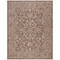 SAFAVIEH Courtyard Darin Botanical Indoor/Outdoor Area Rug, Brown/Ivory, 8' x 10'