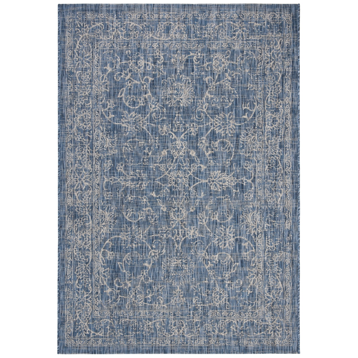 Aquata Navy and Ivory Rectangular Synthetic Area Rug