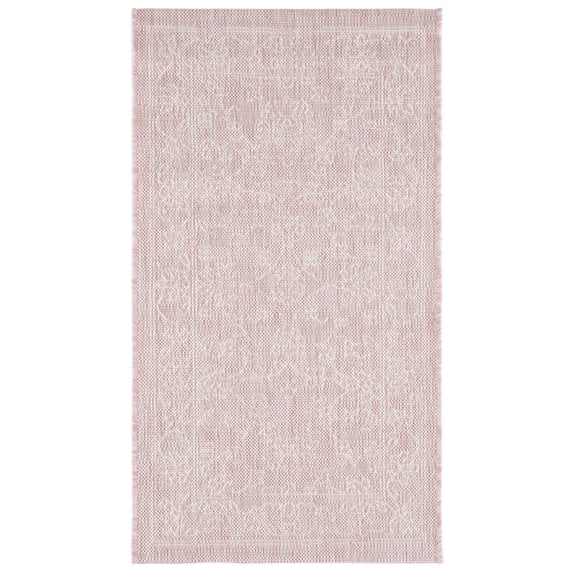 SAFAVIEH Courtyard Darin Botanical Indoor/Outdoor Area Rug, Soft Pink/Ivory, 2'7" x 5'