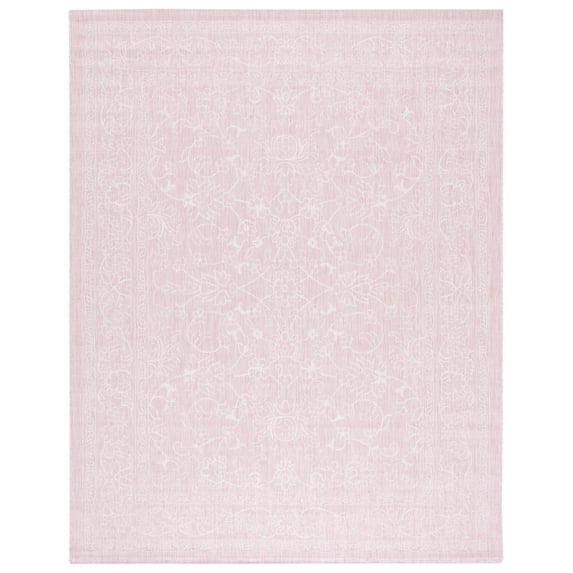 SAFAVIEH Courtyard Darin Botanical Indoor/Outdoor Area Rug, Soft Pink/Ivory, 8' x 11'