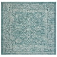 thumbnail image 1 of SAFAVIEH Courtyard Darin Botanical Indoor/Outdoor Area Rug, Turquoise, 4' x 4' Square, 1 of 16