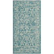 SAFAVIEH Courtyard Darin Traditional Indoor/Outdoor Area Rug, 2'7" x 5', Turquoise