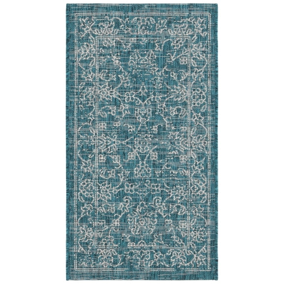 SAFAVIEH Courtyard Darin Traditional Indoor/Outdoor Area Rug, 2' x 3'7", Turquoise