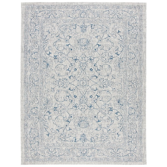 SAFAVIEH Courtyard Darin Traditional Indoor/Outdoor Area Rug, 8' x 10', Grey/Navy