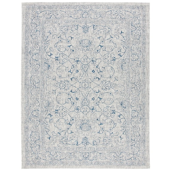 SAFAVIEH Courtyard Darin Traditional Indoor/Outdoor Area Rug, 9' x 12', Grey/Navy