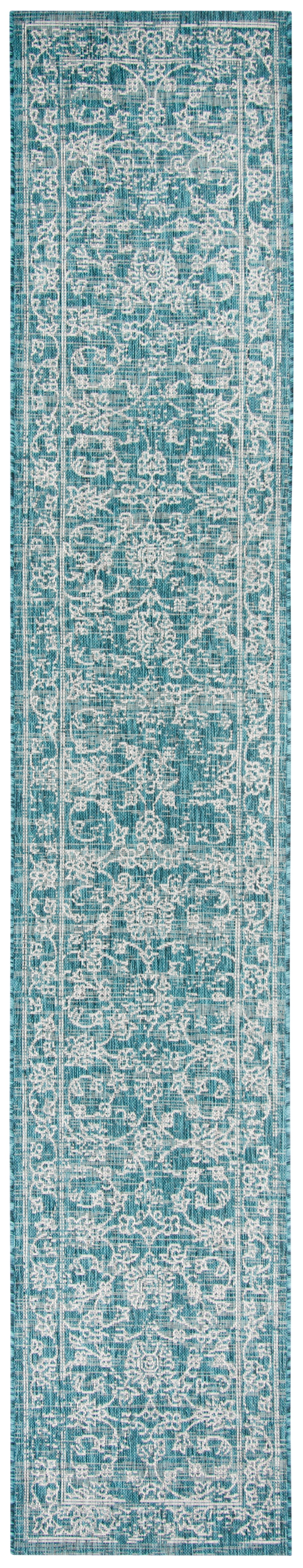 SAFAVIEH Courtyard Darin Traditional Indoor/Outdoor Runner, 2'3" x 22', Turquoise