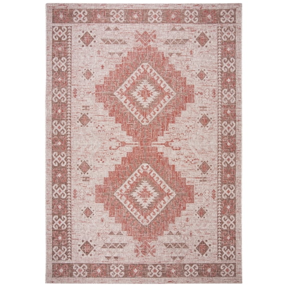 SAFAVIEH Courtyard Davin Aztec Indoor/Outdoor Area Rug, 8' x 11', Beige/Red