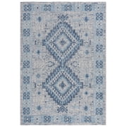 SAFAVIEH Courtyard Davin Aztec Indoor/Outdoor Area Rug, 9' x 12', Light Grey/Blue