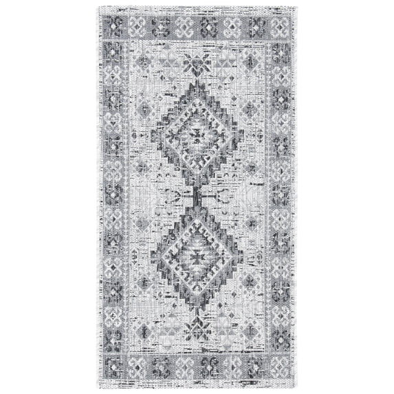 SAFAVIEH Courtyard Davin Geometric Indoor/Outdoor Area Rug, Light Grey/Charcoal, 2'7" x 5'