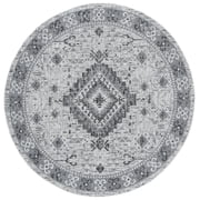 SAFAVIEH Courtyard Davin Geometric Indoor/Outdoor Area Rug, Light Grey/Charcoal, 6'7" x 6'7" Round