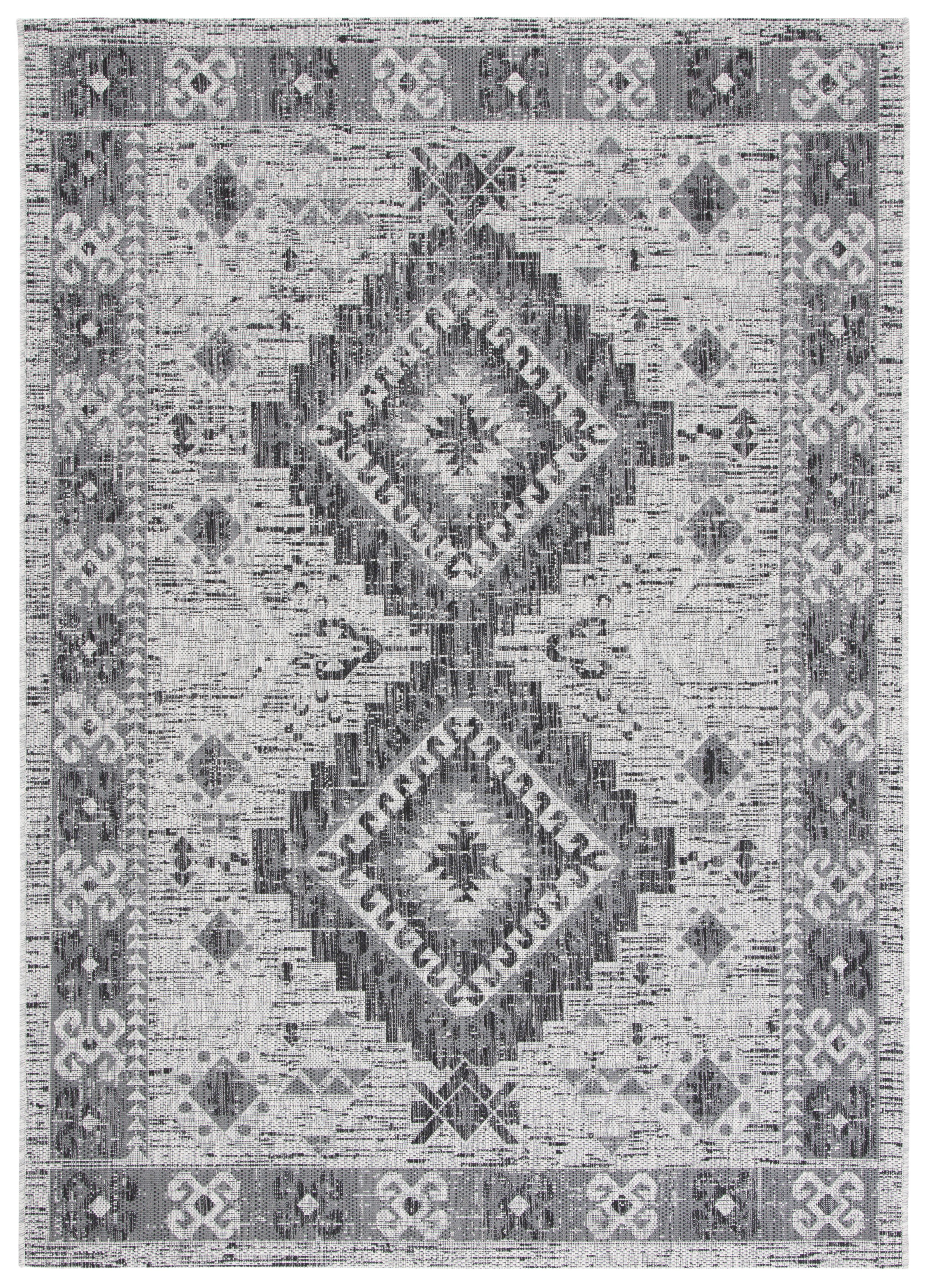 Courtyard Light Grey & Charcoal Easy-Care Outdoor Rug - 8' x 10'