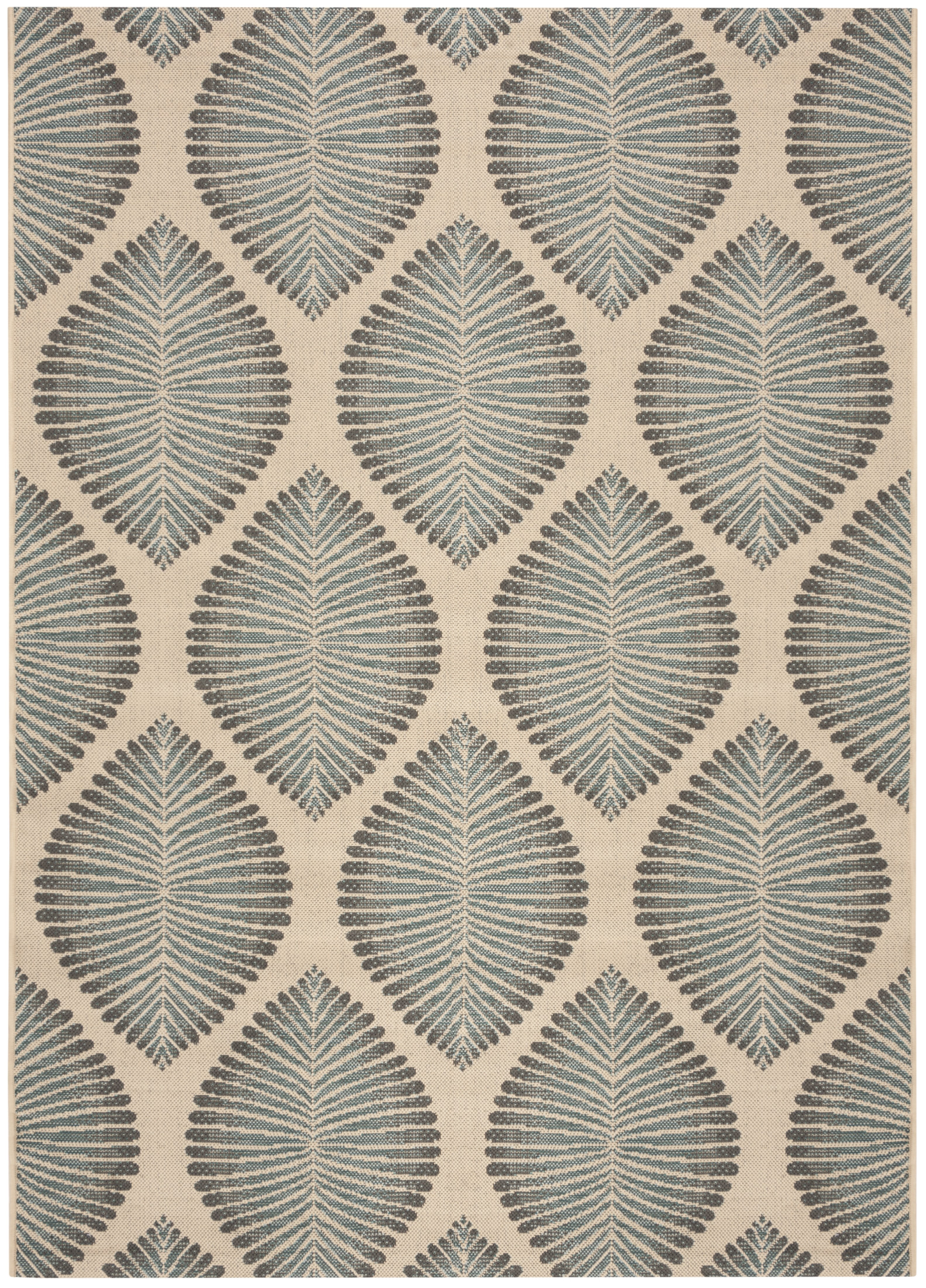 Safavieh Courtyard Deborah Geometric Indoor/Outdoor Area Rug, Beige/Anthracite, 5'3" x 7'7"