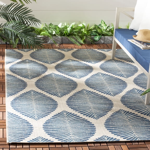 Safavieh Courtyard Deborah Geometric Indoor/Outdoor Area Rug, Beige/Navy, 9' x 12'