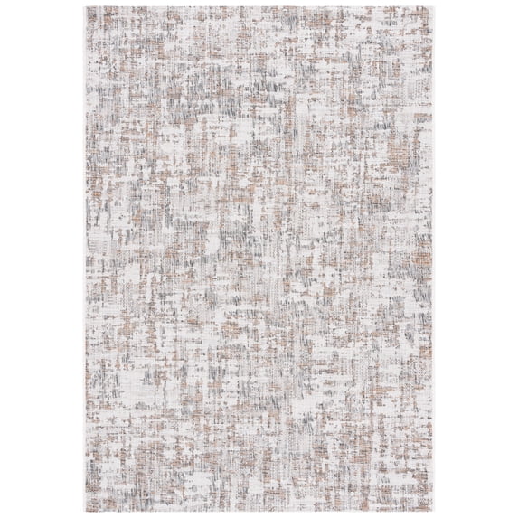 SAFAVIEH Courtyard Deitra Abstract Indoor/Outdoor Area Rug, Ivory/Dark Grey Brown, 5'3" x 7'7"