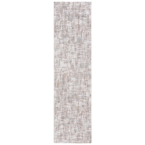 SAFAVIEH Courtyard Deitra Abstract Indoor/Outdoor Runner Rug, Ivory/Dark Grey Brown, 2'3" x 8'