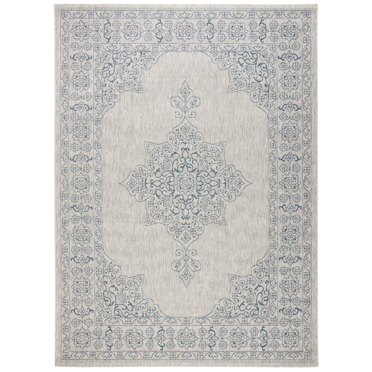 Cleora Grey/Navy Easy-Care Rectangular Indoor/Outdoor Area Rug, 9' x 12'