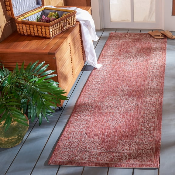 Safavieh Courtyard Delbet Medallion Indoor/Outdoor Runner Rug, Rust/Ivory, 2'3" x 8'