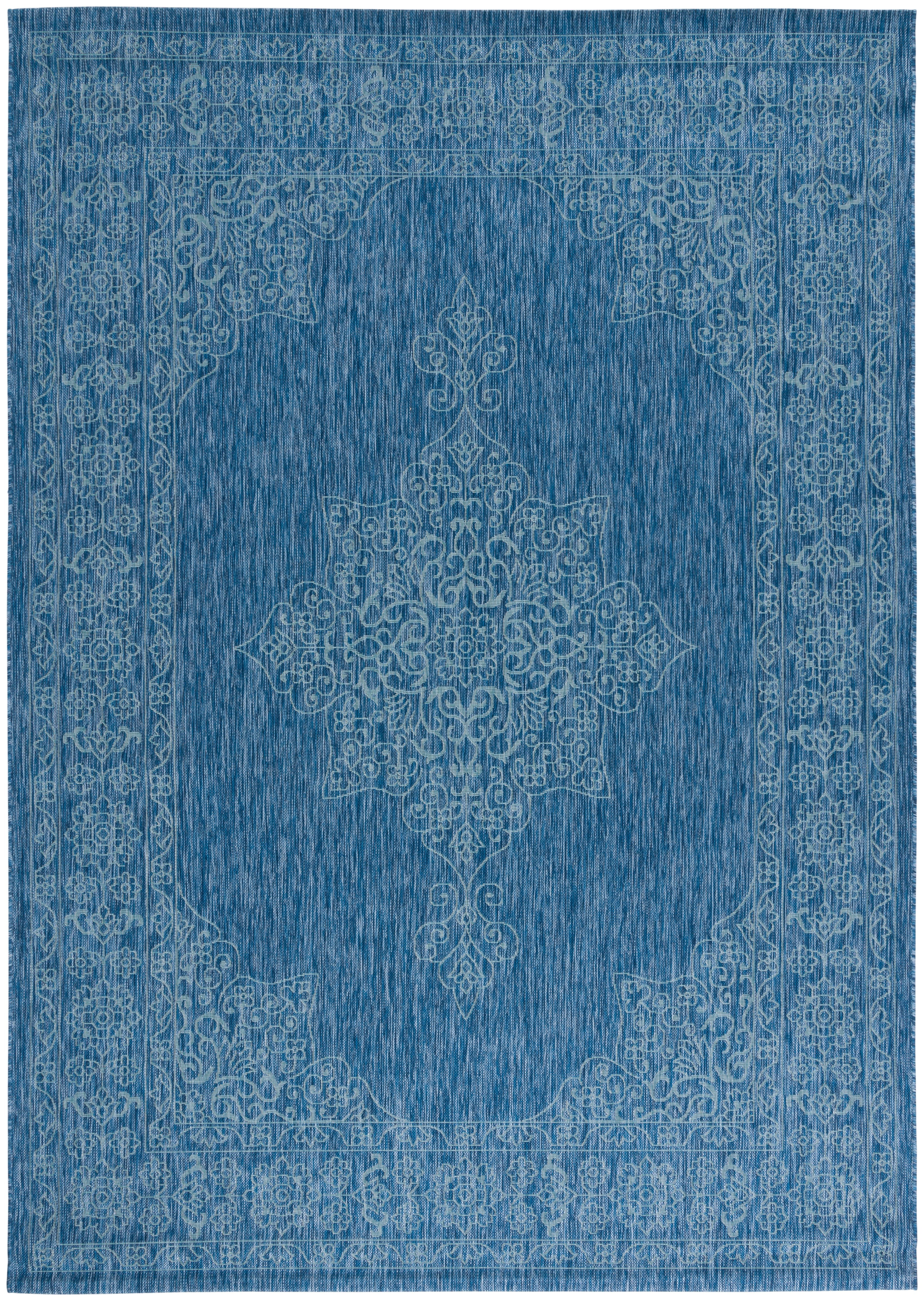 SAFAVIEH Courtyard Delbet Medallion Indoor/Outdoor Area Rug, Navy/Ivory, 8' x 11'
